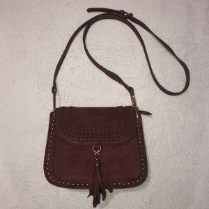 Francesca’s Burgundy Studded Tassel Purse